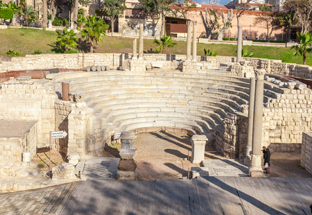 The Roman Amphitheatre and ruins in Alexandria, Egypt.の写真素材