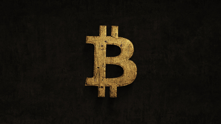 3D illustration, rusting over time bitcoin on a grunge background,  computer generated grunge backgroundの写真素材