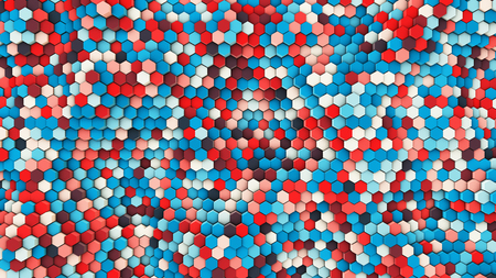 3d illustration, dynamic background from hexagonal pipes