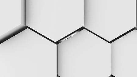 3d illustration, abstract background, volumetric undulating movement of hexagons densely adjacent to each otherの写真素材