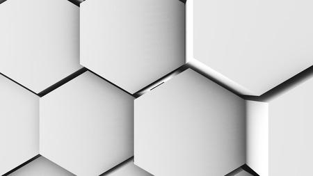 3d illustration, abstract background, volumetric undulating movement of hexagons densely adjacent to each otherの写真素材