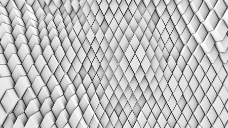 3d illustration, abstract background, volumetric undulating movement of diamonds densely adjacent to each otherの写真素材