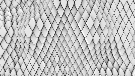 3d illustration, abstract background, volumetric undulating movement of diamonds densely adjacent to each otherの写真素材