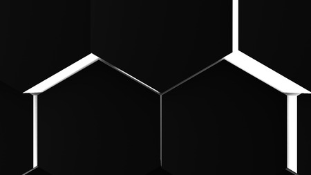 3d illustration, abstract background, volumetric undulating movement of hexagons densely adjacent to each otherの写真素材
