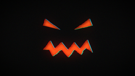 illustration for the holiday halloween, silhouette of halloween pumpkin at night with glitch effectの写真素材