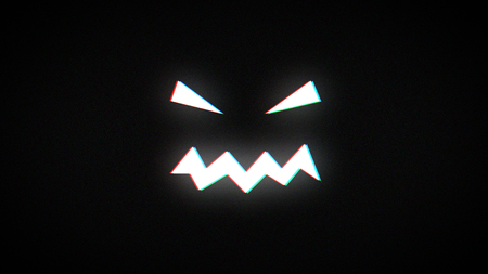 illustration for the holiday halloween, silhouette of halloween pumpkin at night with glitch effectの写真素材