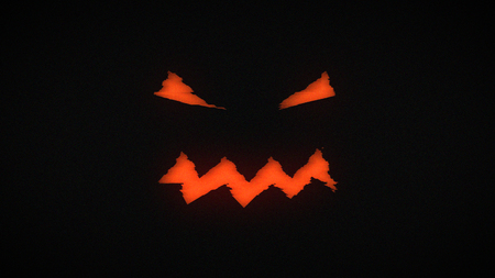 illustration for the holiday halloween, silhouette of halloween pumpkin at night with glitch effectの写真素材