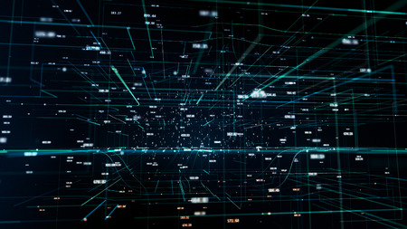 Cloud technology, cloud computing symbol, random numbers and others elements which creating abstract 3D information technology illustrationの写真素材