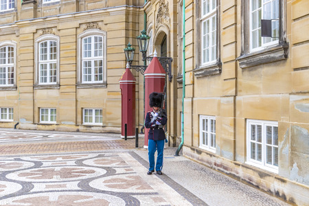 Copenhagen, Denmark - October 6, 2018: Amalienborg palace on Amalienborg Slotsplads, 18th-century rococo complex of palaces, with a museum and marches displays by royal guards. Copenhagen in the fallのeditorial素材