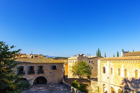 Sant Pere de Galligants is Benedictine abbey in Girona, Catalonia. Since 1857, it is home to the Archaeological Museum of Catalonia in the city, city views of Girona, Girona, Spainの写真素材