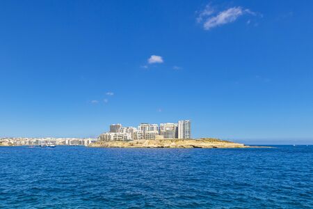 Sliema, a resort town on the east coast of the Mediterranean island of Maltaの写真素材