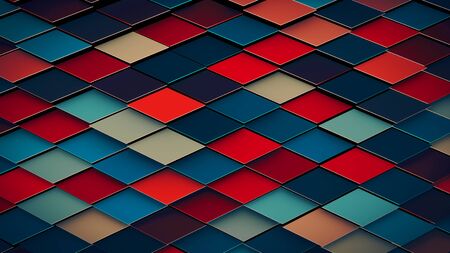 3D mosaic illustration from colourful rhombs, abstract wallpaperの写真素材
