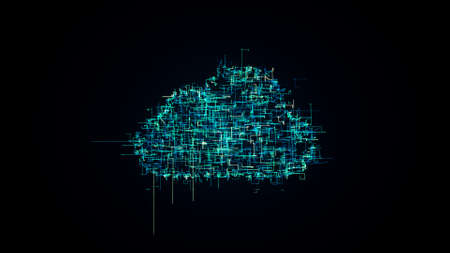 cloud shape from lines symbol of cloud technology, concept of information technology illustration