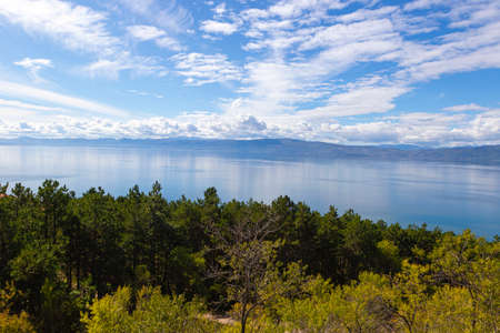 Ohrid lake at Ohrid town in North Macedonia view from Samuel's Fortress