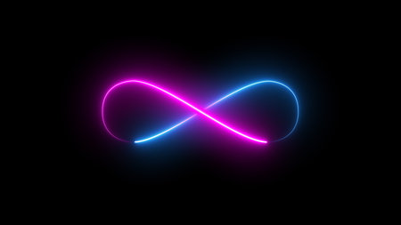 3D illustration of neon infinity sign, abstract wallpaper