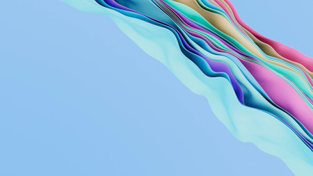 3D abstract illustration of beautiful colorful soft surfaces with turbulence effect, abstract template and wallpaperの写真素材