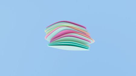 3D illustration of beautiful colorful ribbons with soft surfacesの写真素材