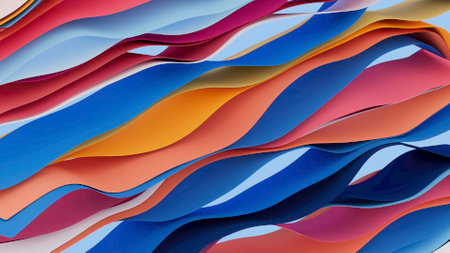 3D illustration of beautiful colorful ribbons with soft surfacesの写真素材