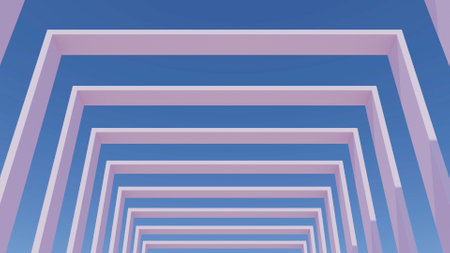 3D illustration of white arch passway on blue sky, 3D wallpaperの写真素材