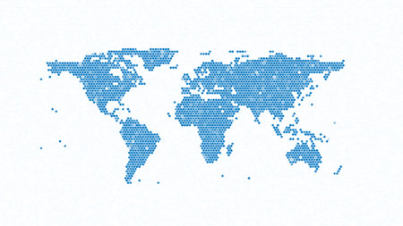 map of earth from dynamic elements on white background, digital illustrationの写真素材
