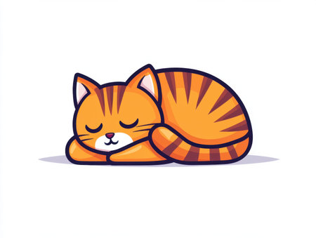 Adorable orange tabby cat curled up sleeping peacefullyの素材