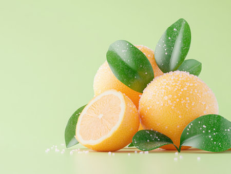 Fresh Lemons with Leavesの素材