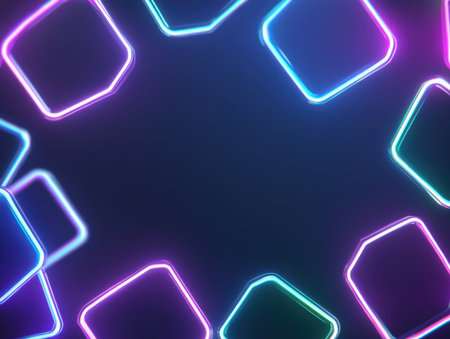 Neon squares frame abstract designの素材