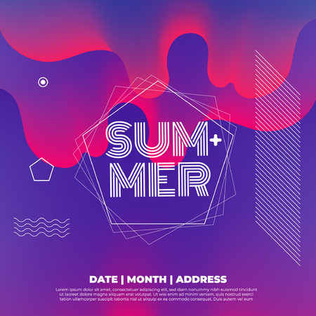 Electronic music fest and electro summer wave posterのイラスト素材
