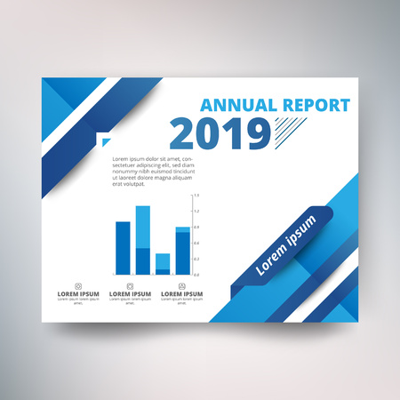 Annual report template, Abstract design with sky blue and blue toneのイラスト素材