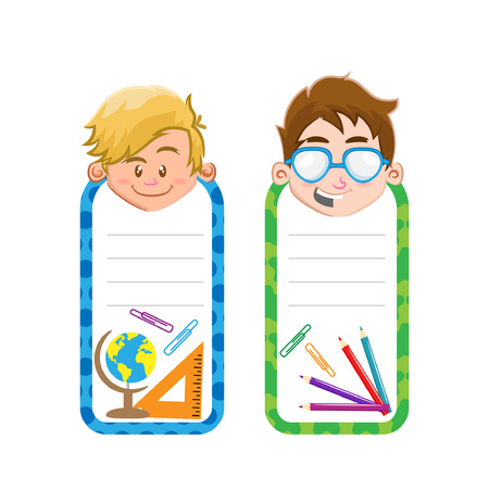 Back to school tags in boy styleのイラスト素材
