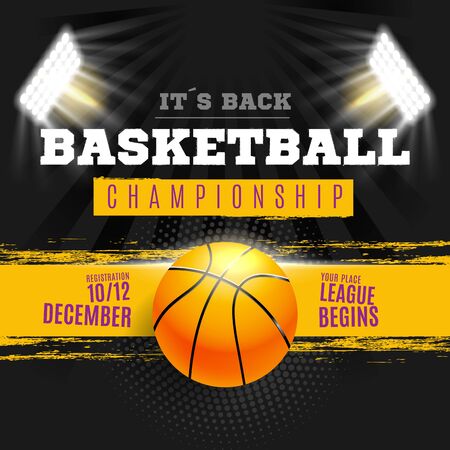 Basketball poster with stadium lightsのイラスト素材