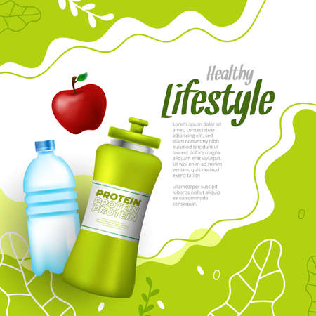 Healthy lifestyle banner with elements representing healthのイラスト素材