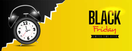 Black Friday banner with clockのイラスト素材