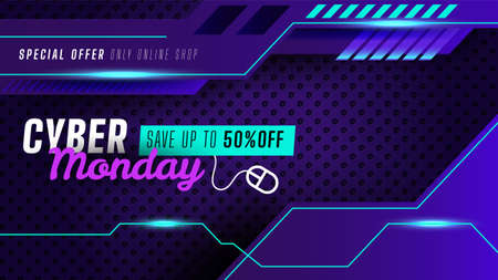 Realistic cyber monday background in futuristic styleのイラスト素材