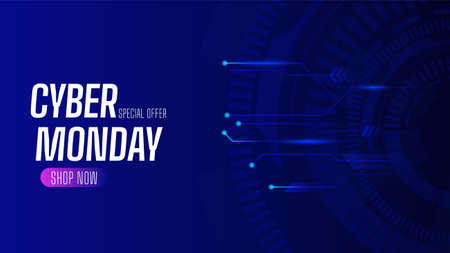 Cyber monday banner in digital style bannerのイラスト素材