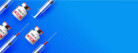 COVID-19 Coronavirus Vaccine and Syringe Concept Image.のイラスト素材