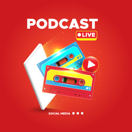 Podcast concept illustration concept with realistic cassetteのイラスト素材