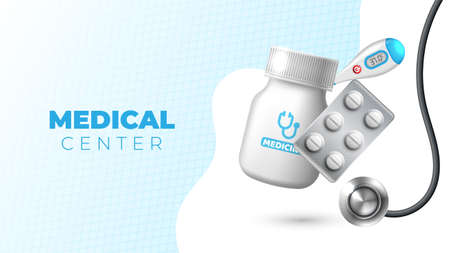 Medical science and healthcare blue bannerのイラスト素材