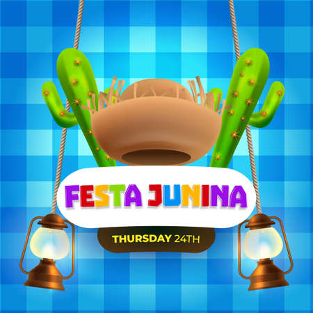 Festa junina event celebration poster backgroundのイラスト素材