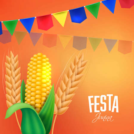 Festa junina party flyer illustrationのイラスト素材