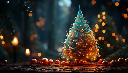 A Christmas tree, with its lush dark green foliageの素材