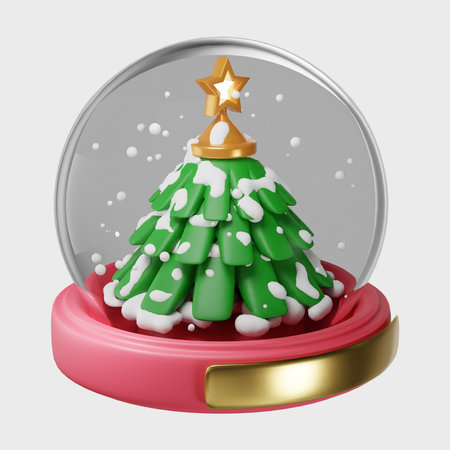 Christmas sphere with tree. 3d illustrationの写真素材