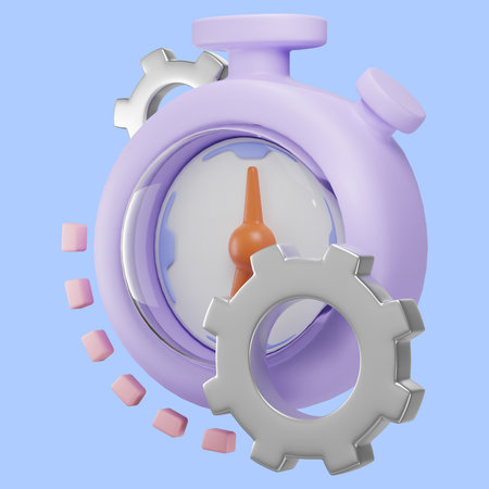 Stopwatch symbolizes time measurement and efficiency. 3d illustration
