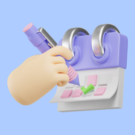 Calendar with Pen Indicating scheduling and note-taking. 3d illustrationの写真素材
