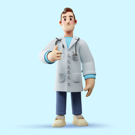 3d illustration of doctor thumbs upの写真素材
