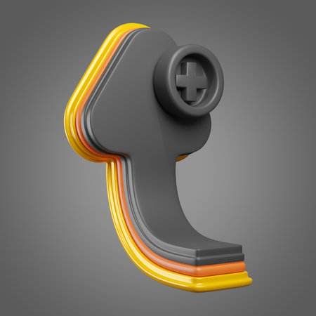 Arrow pointing up with add icon. 3d illustrationの写真素材