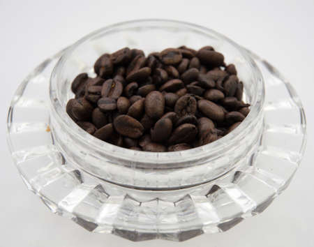 Coffee Beans in Glass Bowlの写真素材
