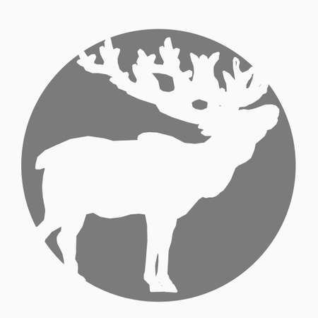 Elk in Circle Silhouetteのイラスト素材