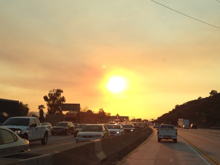Blazing sun over highway