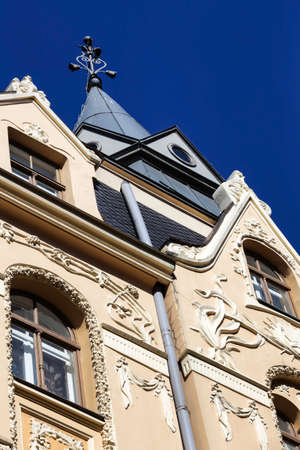 Facade of Art Nouveau  jugendstil  building, Riga Latvia  のeditorial素材